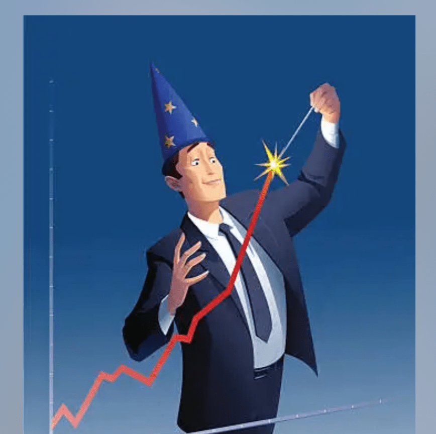 man in suit and wizard hat holding wand