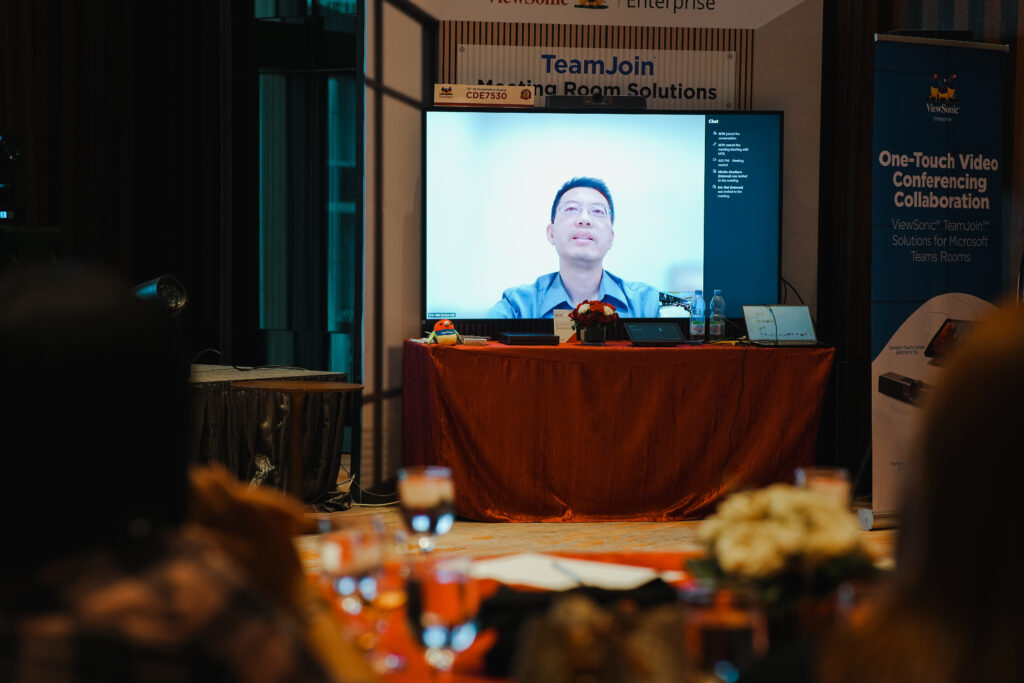 Eric Wei, General Manager for Viewsonic Asia Pacific via live video call using ViewSonic TeamJoin Meeting Room Solution